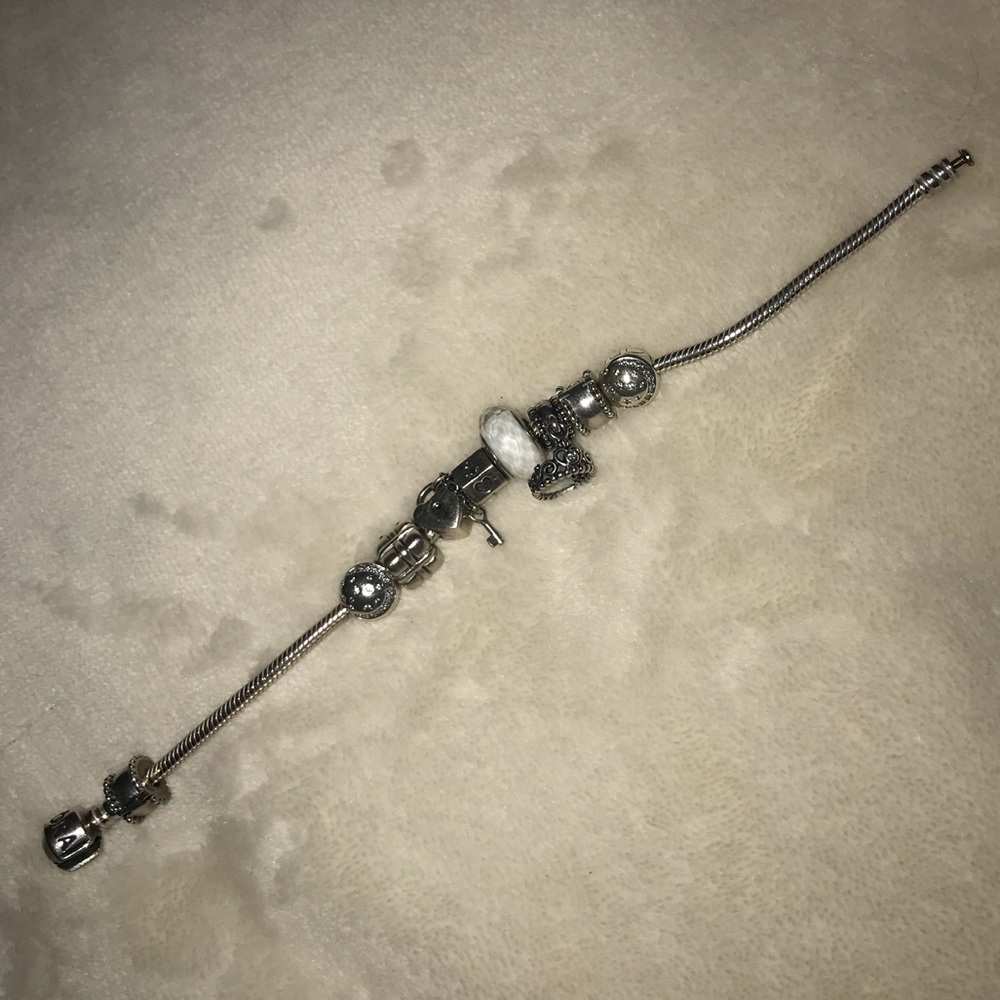 Pandora charm bracelet with multiple charms